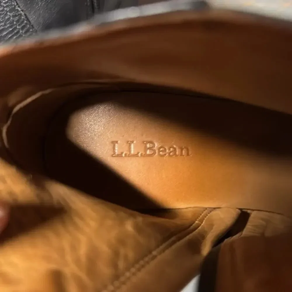 Women's LL Bean Black Ankle Boot Signature Leather Side Zip Heel Booties Size 8M